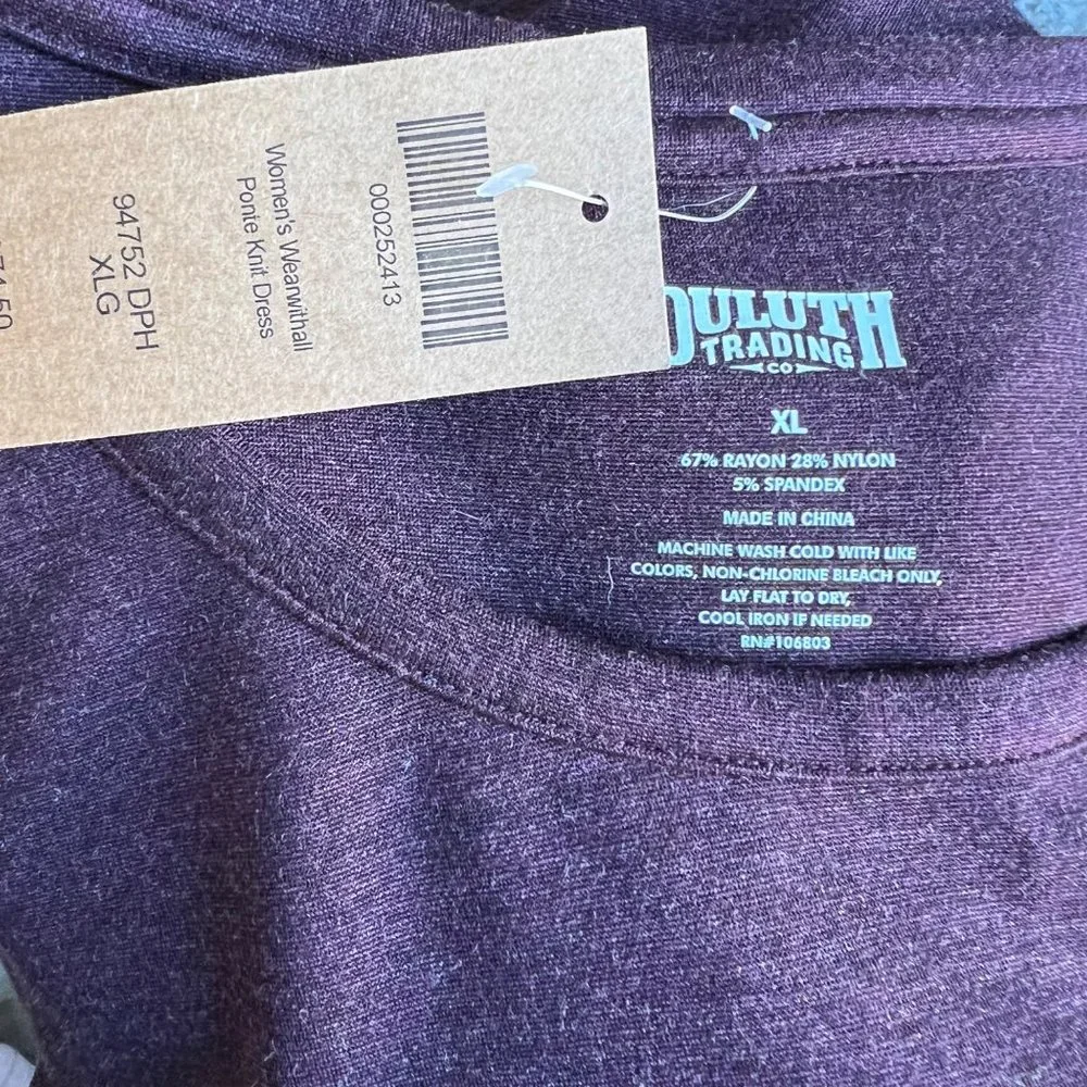 Duluth Trading Company Women's Wearwithall Ponte Knit Dress NWT XL